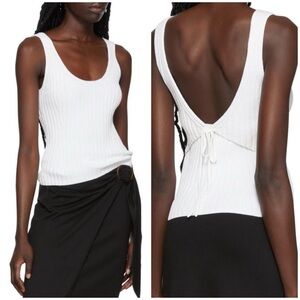 Vince Tie Back Knit Ribbed Tank Top